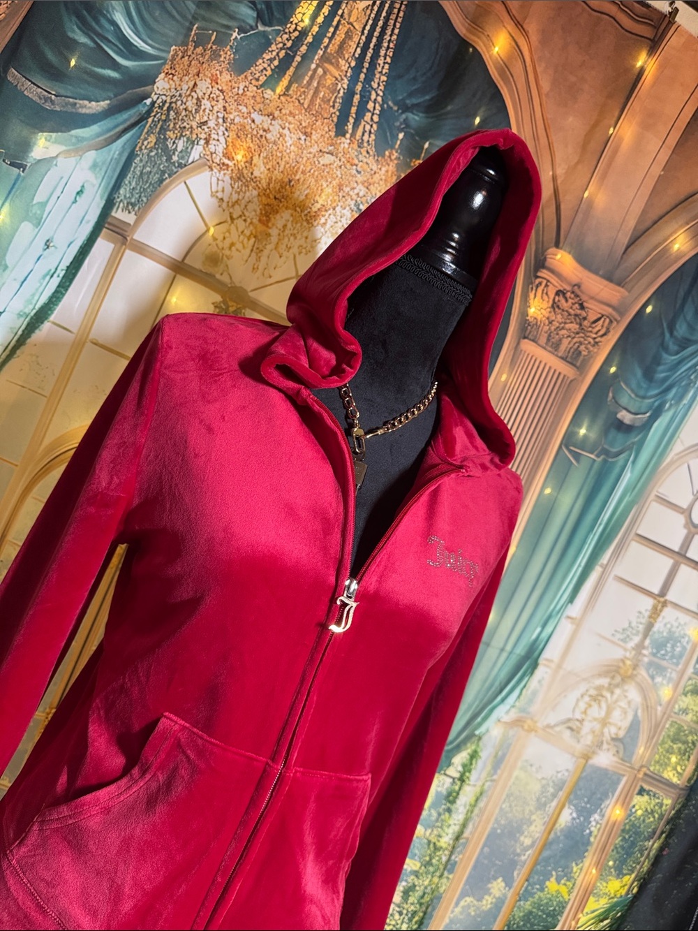 Juicy Couture Bright Pink Velour Zip-Up Hoodie NWOT Medium